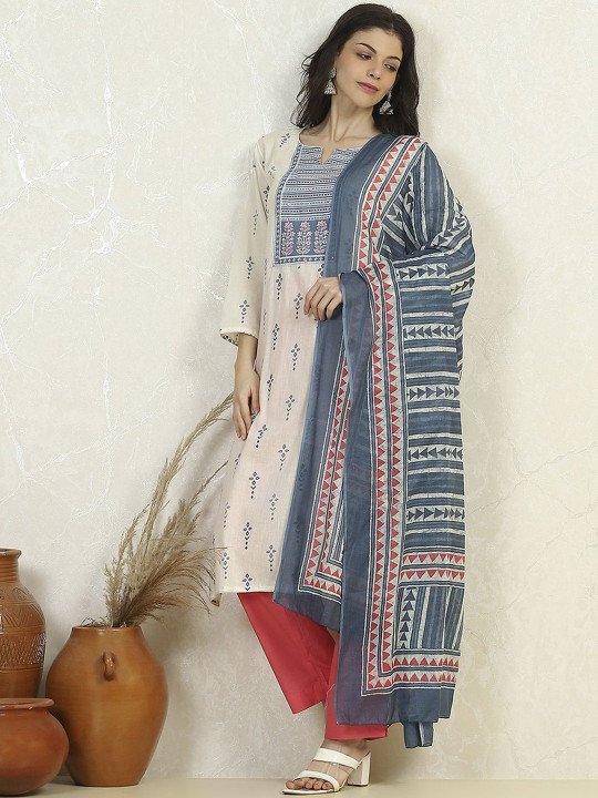 Floral Printed Pure Cotton Unstitched Dress Material