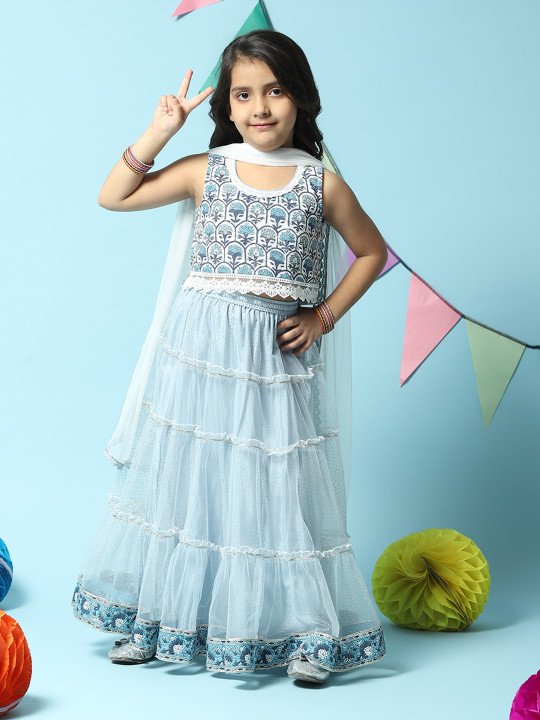 Girls Printed Ready to Wear Lehenga & Blouse With Dupatta