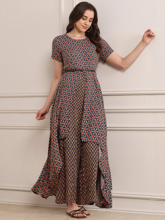 Printed Layered Basic Jumpsuit